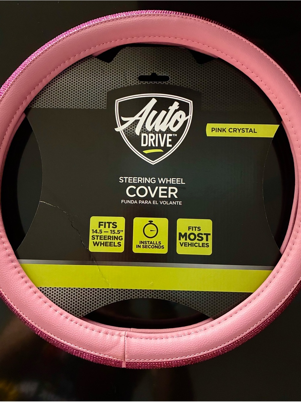Auto Drive Pink Crystal Steering Wheel Cover